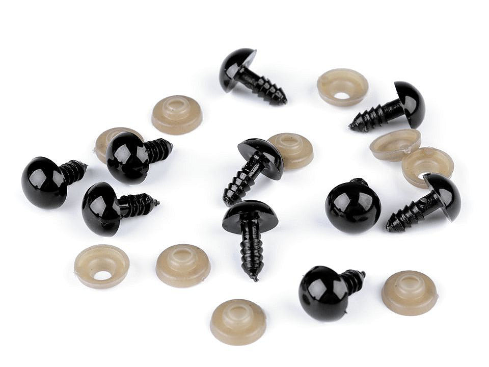 Fekete biztonsági szem – 12 mm (10 pár)