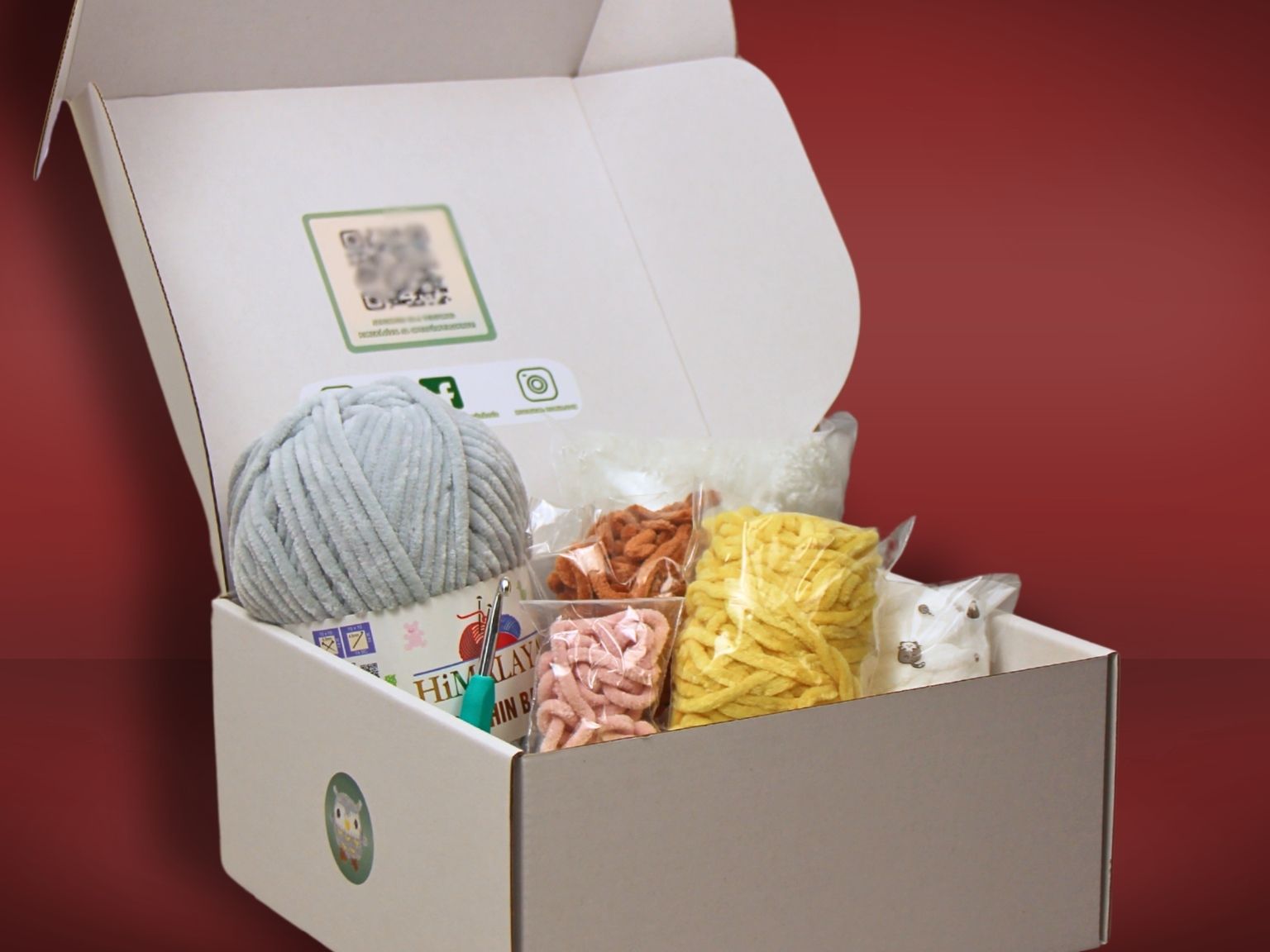 horgolt bagoly készlet doboz tartalma