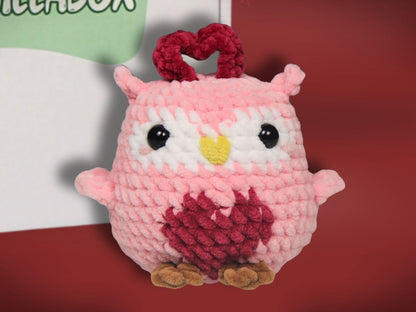 horgolt bagoly plüss amigurumi szív