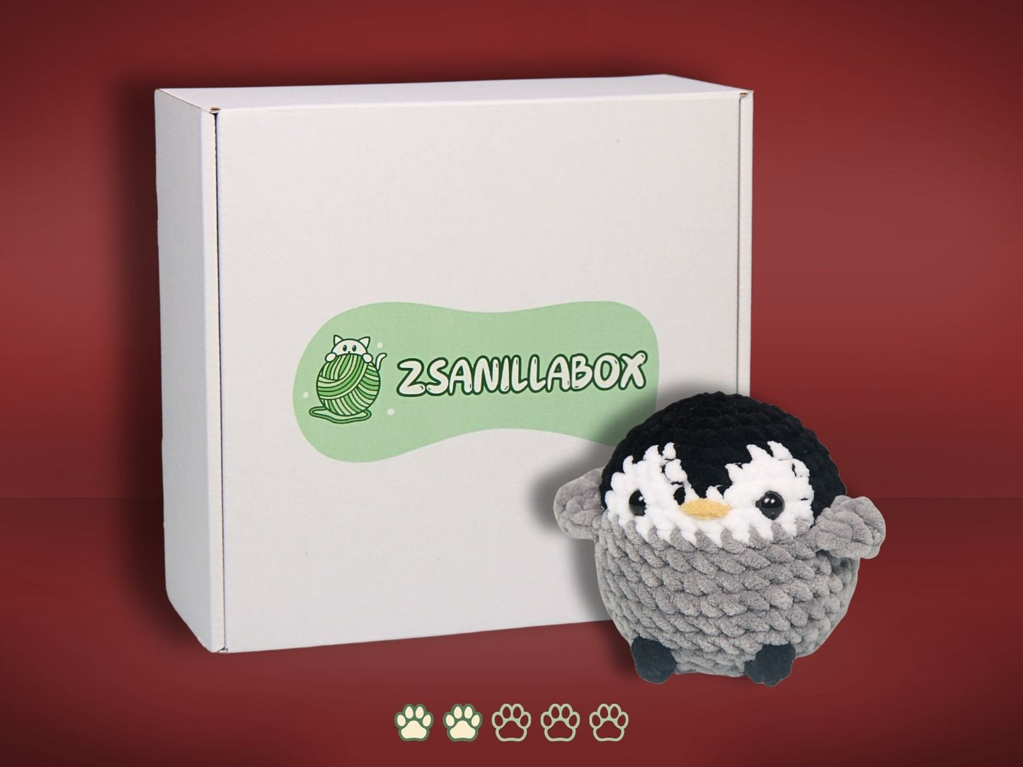 horgolt pingvin készítő doboz kezdőknek szürke