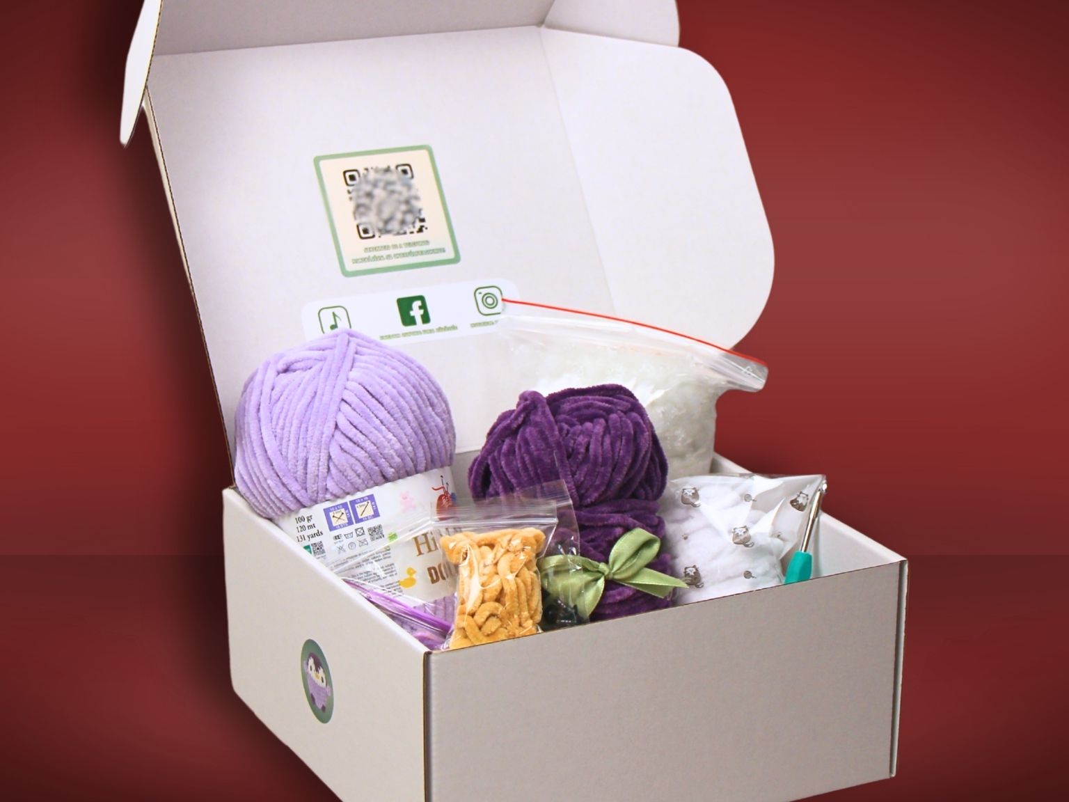 horgolt pingvin készlet doboz tartalma lila